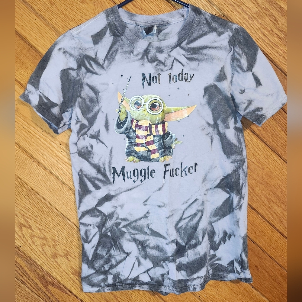 Gray Tie Dye Harry Potter Yoda Collab Criquet Made Small Funny Tshirt